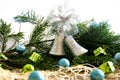 Christmas bells balls fir branches Royalty Free Stock Photo