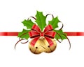 Christmas bells and bow Royalty Free Stock Photo