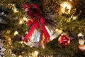 Christmas bells gold on tree,decorations background ornament Royalty Free Stock Photo