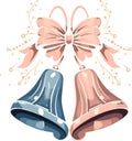 Christmas Bells with Pink and Blue Bows