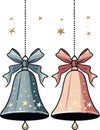 Christmas Bells with Pink and Blue Bows