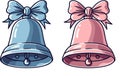 Christmas Bells with Pink and Blue Bows