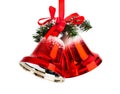 Christmas bells with a red bow Royalty Free Stock Photo