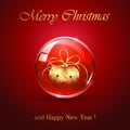 Christmas bells in red sphere Royalty Free Stock Photo