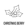 Christmas berry icon or logo line art style.