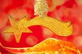 Christmas bethlehem comet gold star on red Royalty Free Stock Photo