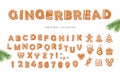 Christmas big set. Gingerbread font and different cookies collection. Royalty Free Stock Photo