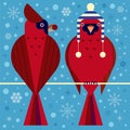 Christmas Birds Card with Red Cardinals Couple