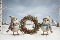 Christmas Birds Wreath Royalty Free Stock Photo