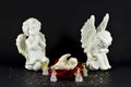 Christmas, birth on an angel from red rose, isolated on black Royalty Free Stock Photo