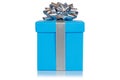 Christmas birthday gift present wedding blue box isolated on white background Royalty Free Stock Photo