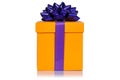 Christmas birthday gift present wedding orange box isolated on white background Royalty Free Stock Photo