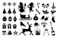 Christmas black icons and silhouettes vector set Royalty Free Stock Photo