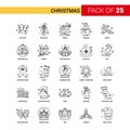 Christmas Black Line Icon - 25 Business Outline Icon Set Royalty Free Stock Photo