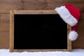 Christmas Blackboard, Red Santa Hat, Copy Space, Snow