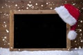 Christmas Blackboard, Santa Hat, Copy Space, Snow, Snowflakes