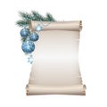 Christmas blank scroll paper on white background