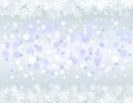 Christmas blue background with snow flakes