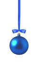 Christmas blue ball isolated over white Royalty Free Stock Photo