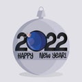 Christmas blue ball symbol of 2022. New year, year of the tiger, water sign ro Chinese calendar. Vector for postcards