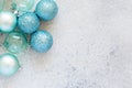 Christmas blue balls decorations for the Christmas tree, toys on a blue background. Royalty Free Stock Photo