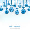 Christmas Blue Glassy Balls with Bow Ribbon Royalty Free Stock Photo