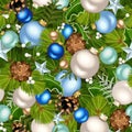 Christmas blue and green seamless background. Vector illustration. Royalty Free Stock Photo