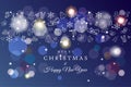 Christmas blue greeting card Xmas icons and symbols Royalty Free Stock Photo