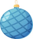 Christmas Blue net traditional ball in realistic cartoon style.