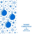 Christmas blue snowflakes and balls card vertical design Royalty Free Stock Photo