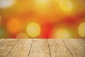 Christmas Blur background with wooden space for products montage or display Royalty Free Stock Photo