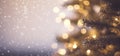 Christmas blured tree with bokeh glowing lights. Soft focus, copy space. AI Generative. Royalty Free Stock Photo