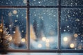 Christmas blurred bokeh backgrounds with lots of lights on trees, snow falling, and reflective sparkles Royalty Free Stock Photo