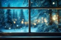 Christmas blurred bokeh backgrounds, snow falling, and reflective sparkles with copy space Royalty Free Stock Photo