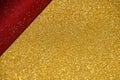 Christmas bokeh gold shimmer with shining red backdrop, christma