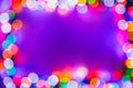 Christmas bokeh multicolor lights frame