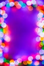 Christmas bokeh multicolor lights frame