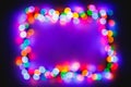 Christmas bokeh multicolor lights frame