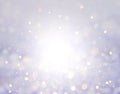 Christmas bokeh, soft blurred background. Winter texture. Violet abstract backdrop. Snowy illustration. Shiny beautiful glow.