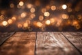 Christmas bokeh wooden background wood. Generate Ai