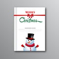 Christmas book cover or flyer template with snowman