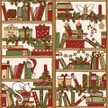 Christmas bookshelf (seamless pattern)