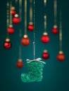 Christmas boot decoration with glitter Royalty Free Stock Photo