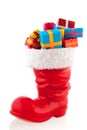 Christmas boot with presents Royalty Free Stock Photo