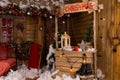 Christmas Booth Inside a Wooden House Royalty Free Stock Photo