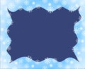 Christmas border blue white waved frame covered by snow flakes n Royalty Free Stock Photo