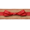 A Christmas border with burlap ribbon and red trim cutout isolated on transparent background Royalty Free Stock Photo
