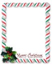 Christmas border Candy Ribbon and holly Frame Royalty Free Stock Photo