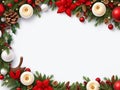 Christmas border with Christmas elements with white space