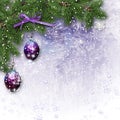 Christmas border with decorations on the frosty background Royalty Free Stock Photo